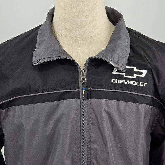 I5 Apparel Chevrolet  Windbreaker Size L Black and Gray Full Zip - Picture 1 of 7
